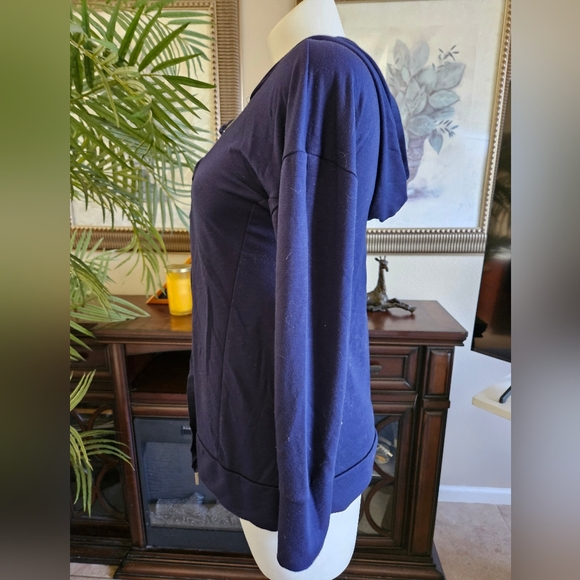 Hoodie Shirt Longsleeve Blue  Pull string with Silver accent eyelets - Picture 4 of 7